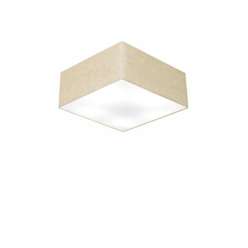 Plafon de Teto Md-3000 com Cúpula em Tecido Quadrada Bivolt Rústico-bege Vivare Brasil Iluminação - Vivare Brasil Iluminação - Casa E Construção
