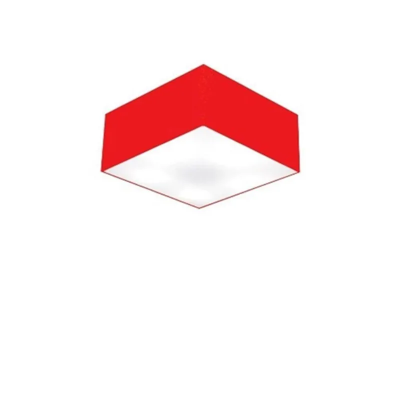 Plafon Quadrado Vivare Md-3000 Cúpula Em Tecido 12/25x25cm - Bivolt Vermelho 127/220v