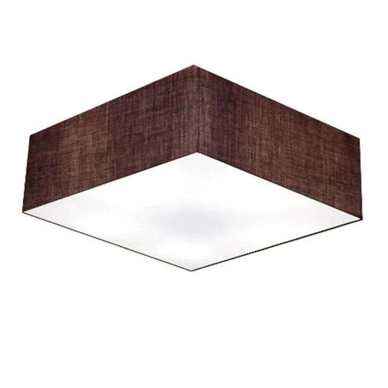 Plafon Quadrado Vivare Md-3002 Cúpula Em Tecido 15/50x50cm - Bivolt Café 127/220v