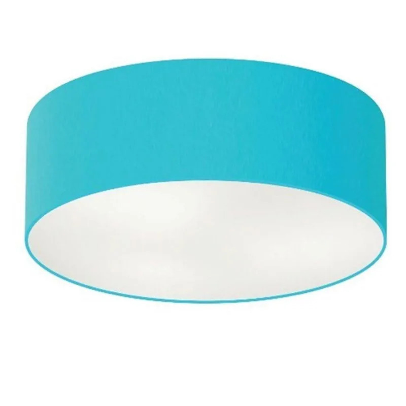 Plafon Cilíndrico Vivare Md-3006 Cúpula Em Tecido 60x15cm - Bivolt Azul-turquesa 127/220v