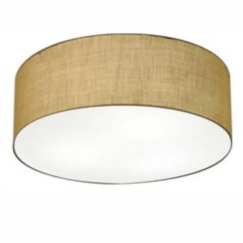 Plafon Cilíndrico Vivare Md-3006 Cúpula Em Tecido 60x15cm - Bivolt Palha 127/220v