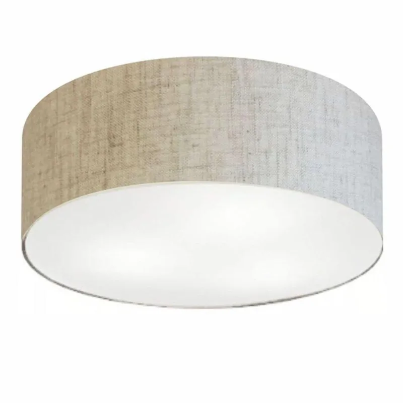 Plafon Cilíndrico Vivare Md-3006 Cúpula Em Tecido 60x15cm - Bivolt Rustico-bege 127/220v