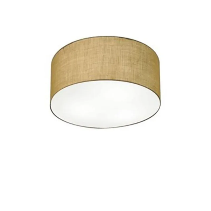 Plafon Cilíndrico Vivare Md-3010 Cúpula Em Tecido 30x12cm - Bivolt Palha 127/220v