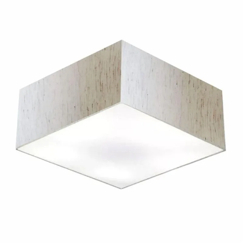 Plafon Quadrado Vivare Md-3012 Cúpula Em Tecido 21/50x50cm - Bivolt Linho Bege 127/220v