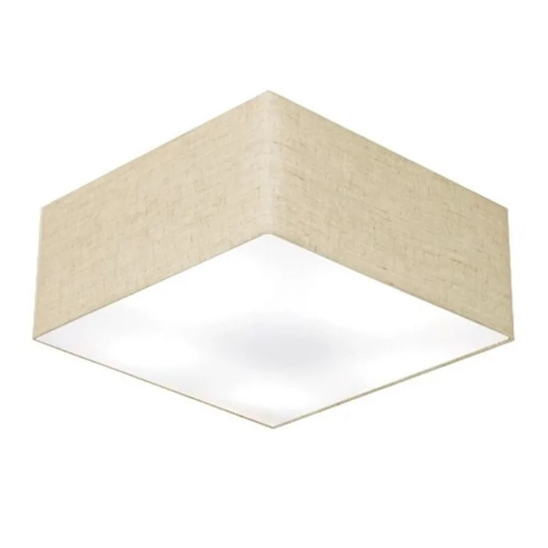 Plafon Quadrado Vivare Md-3012 Cúpula Em Tecido 21/50x50cm - Bivolt Rustico-bege 127/220v