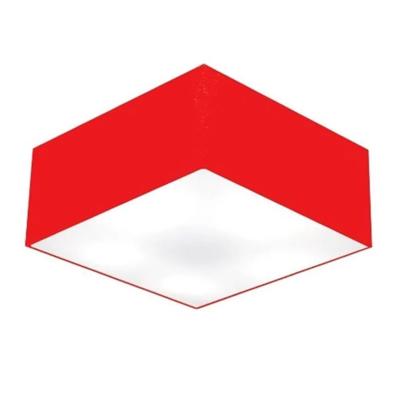 Plafon Quadrado Vivare Md-3012 Cúpula Em Tecido 21/50x50cm - Bivolt Vermelho 127/220v - Vivare Brasil Iluminação