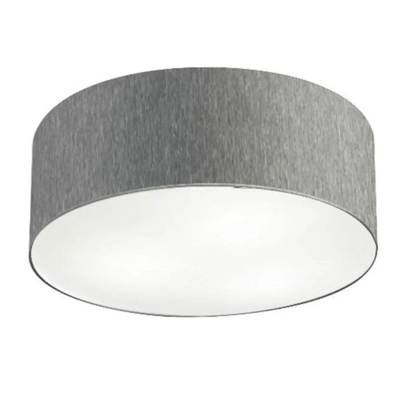 Plafon Cilíndrico Vivare Md-3019 Cúpula Em Tecido 80x15cm - Bivolt Rustico-cinza 127/220v