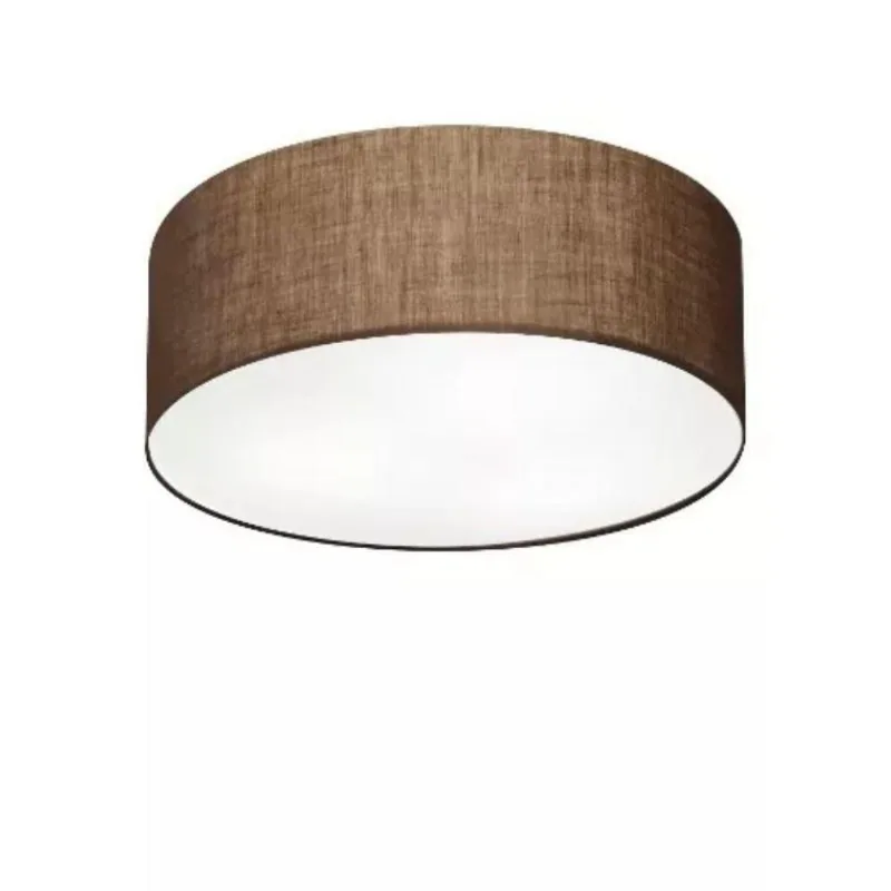 Plafon Cilíndrico Vivare Md-3046 Cúpula Em Tecido 35x12cm - Bivolt Café 127/220v