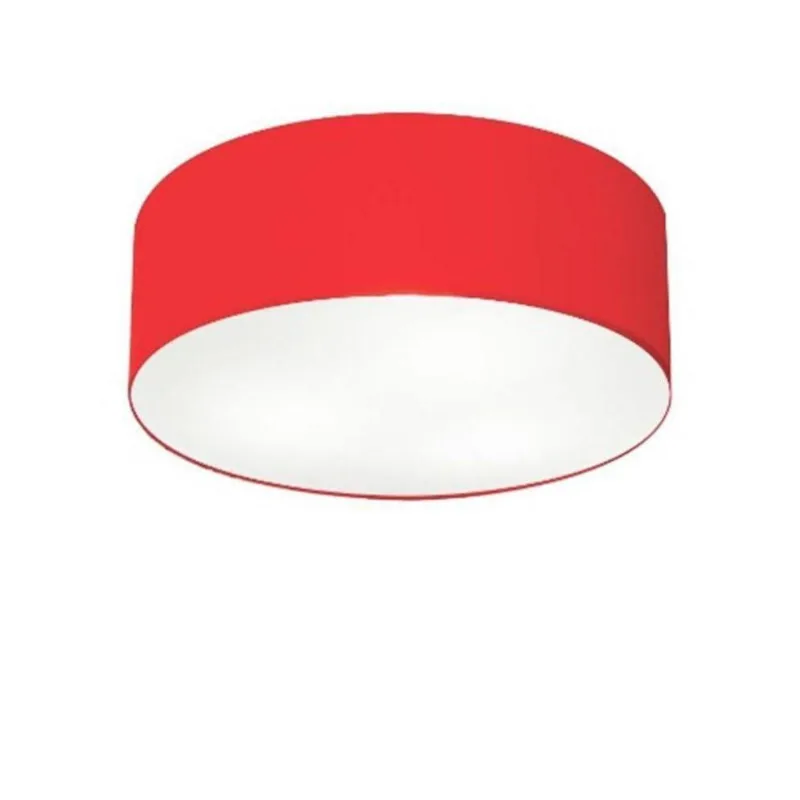 Plafon Cilíndrico Vivare Md-3046 Cúpula Em Tecido 35x12cm - Bivolt Vermelho 127/220v
