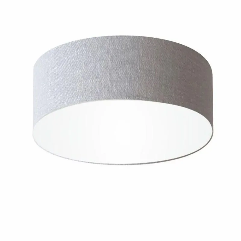 Plafon Cilíndrico Vivare Md-3047 Cúpula Em Tecido 45x15cm - Bivolt Rustico-cinza 127/220v