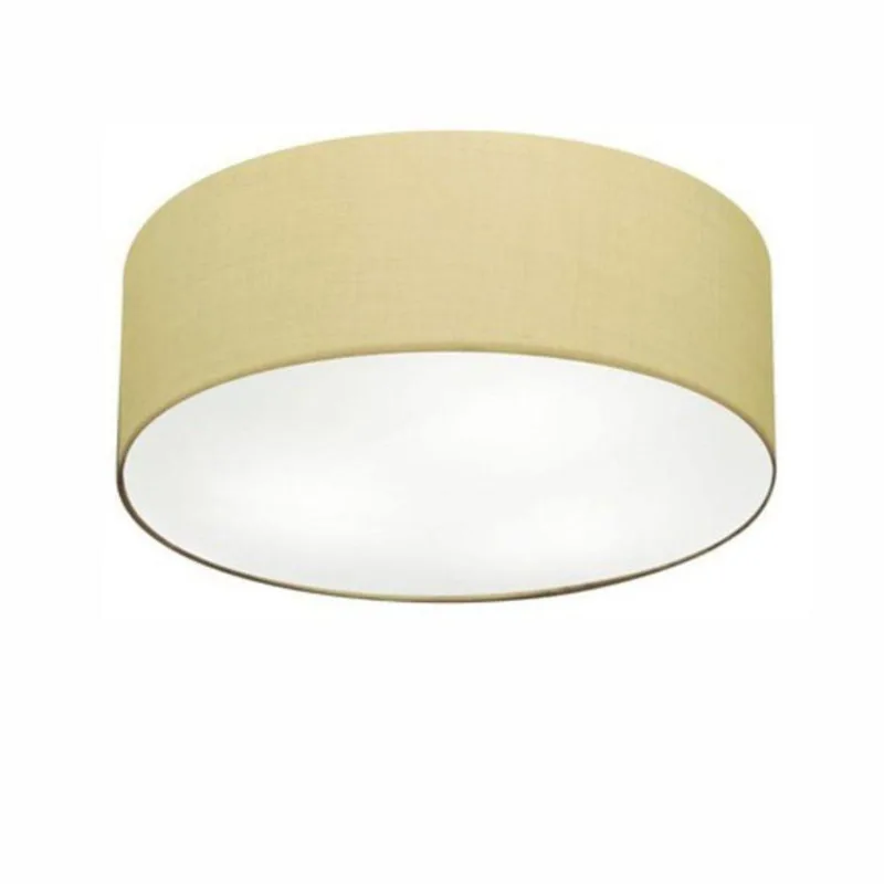 Plafon Cilíndrico Vivare Md-3047 Cúpula Em Tecido 45x15cm - Bivolt Algodão-crú 127/220v