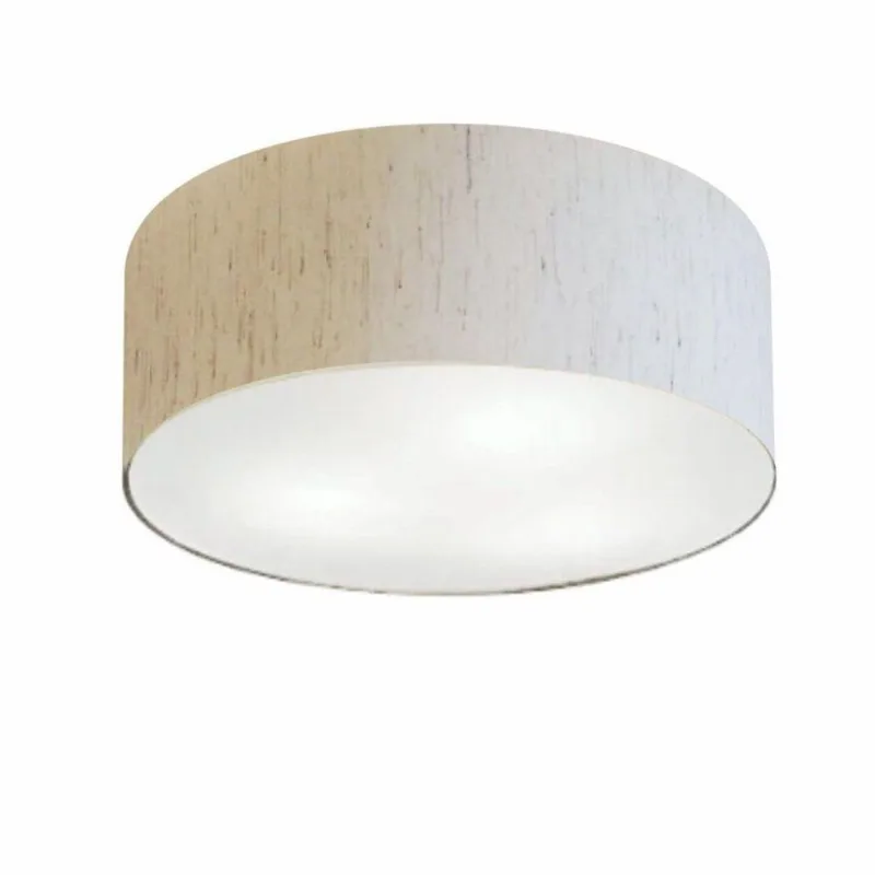 Plafon Cilíndrico Vivare Md-3047 Cúpula Em Tecido 45x15cm - Bivolt Linho Bege 127/220v