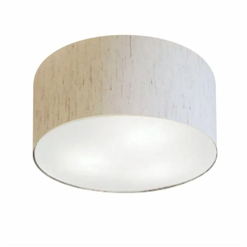 Plafon Cilíndrico Vivare Md-3048 Cúpula Em Tecido 50x21cm - Bivolt Linho Bege 127/220v - Vivare Brasil Iluminação