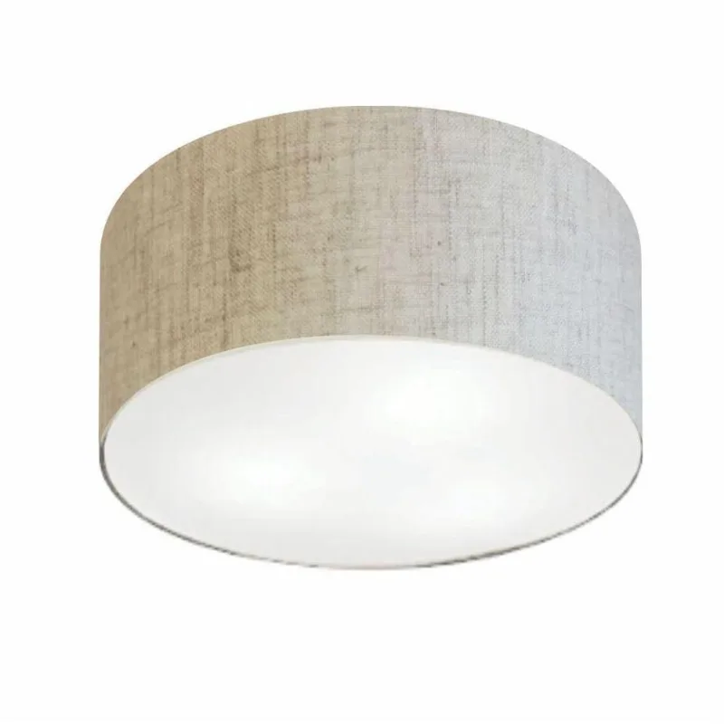 Plafon Cilíndrico Vivare Md-3048 Cúpula Em Tecido 50x21cm - Bivolt Rustico-bege 127/220v