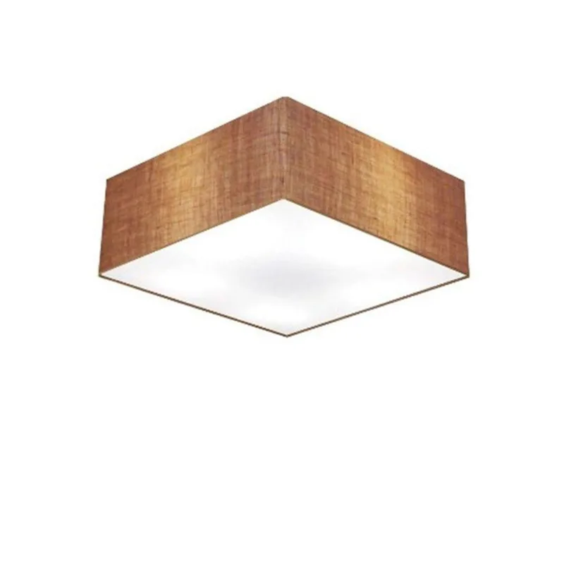 Plafon Quadrado Vivare Md-3050 Cúpula Em Tecido 12/40x40cm - Bivolt Palha 127/220v
