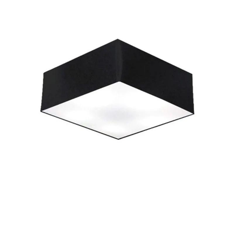 Plafon Quadrado Vivare Md-3050 Cúpula Em Tecido 12/40x40cm - Bivolt Preto 127/220v