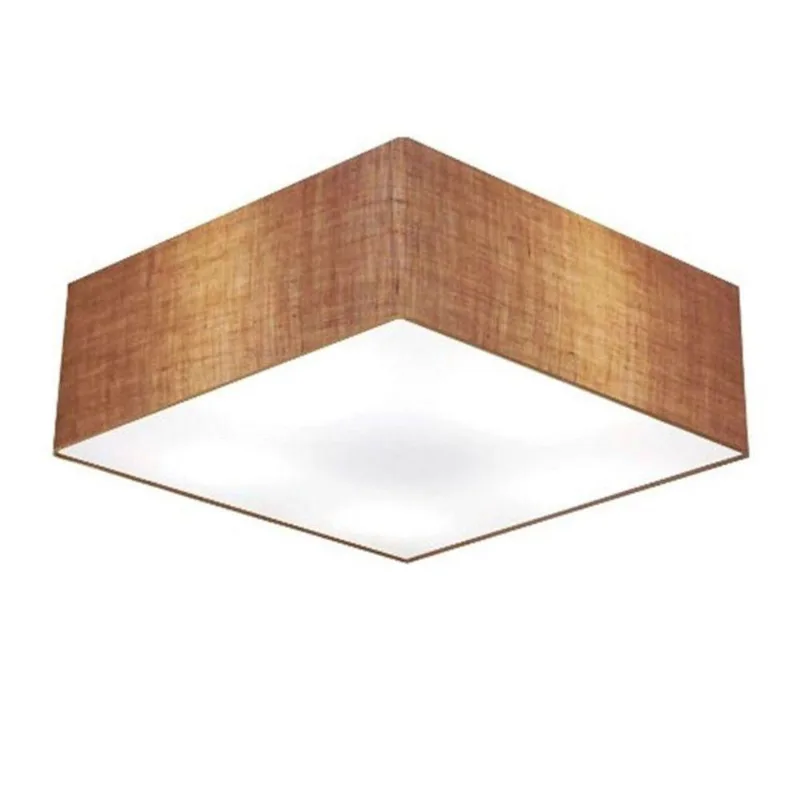 Plafon Quadrado Vivare Md-3051 Cúpula Em Tecido 15/45x45cm - Bivolt Palha 127/220v
