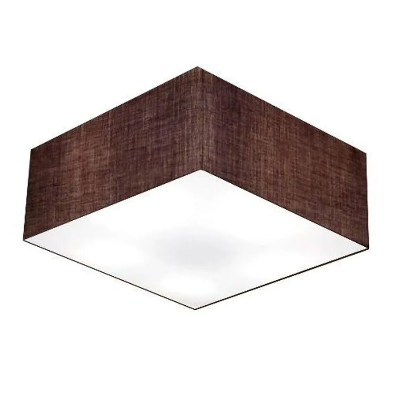 Plafon Quadrado Vivare Md-3053 Cúpula Em Tecido 21/60x60cm - Bivolt Café 127/220v - Vivare Brasil Iluminação