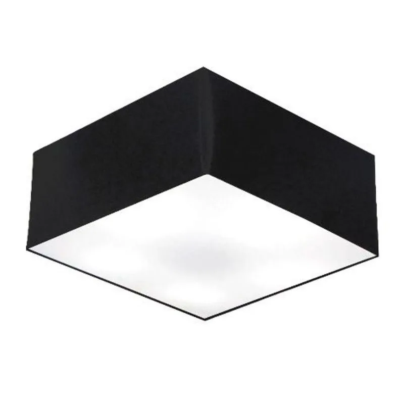 Plafon Quadrado Vivare Md-3053 Cúpula Em Tecido 21/60x60cm - Bivolt Preto 127/220v