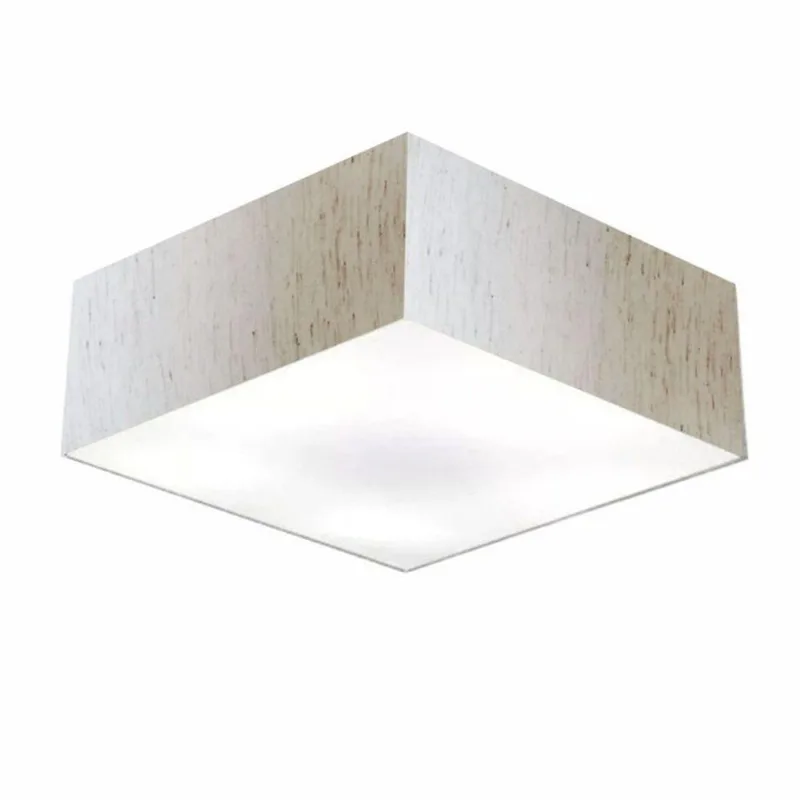 Plafon Quadrado Vivare Md-3056 Cúpula Em Tecido 15/70x70cm - Bivolt Linho Bege 127/220v