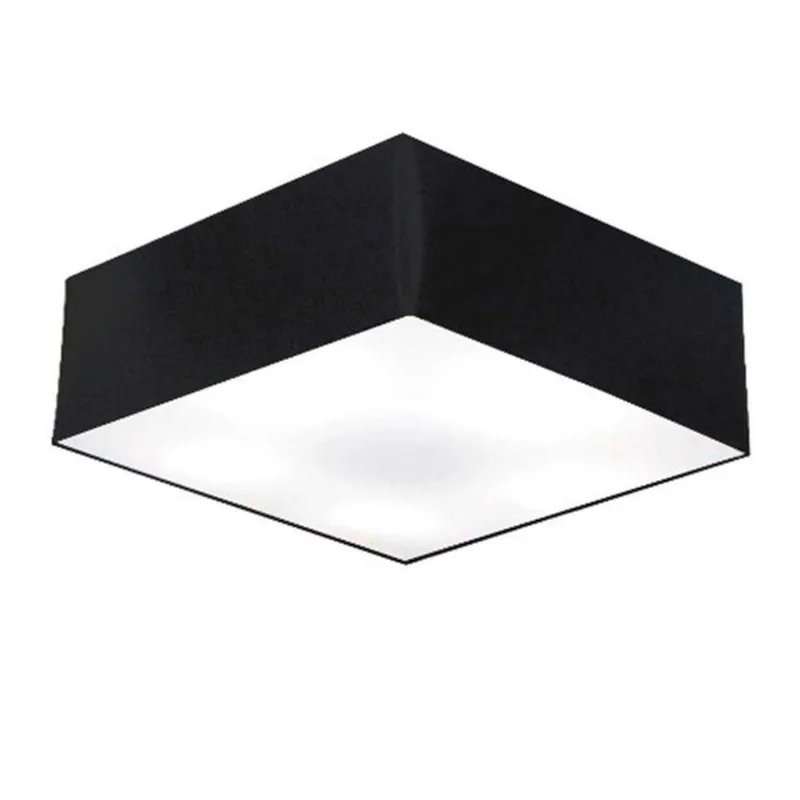 Plafon Quadrado Vivare Md-3059 Cúpula Em Tecido 15/80x80cm - Bivolt Preto 127/220v