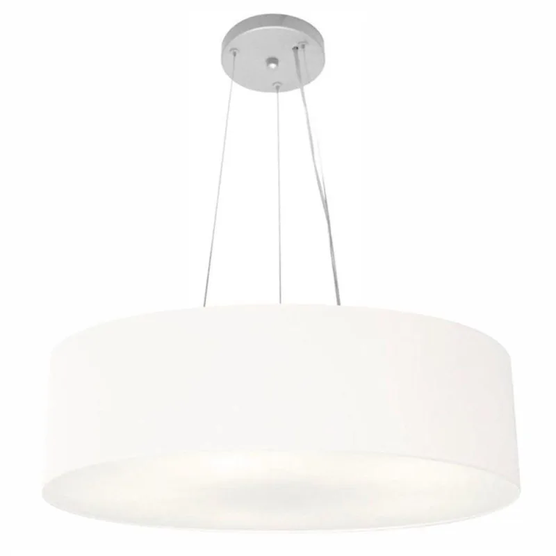 Lustre Pendente Cilíndrico MD-4029 Cúpula em Tecido 60X15CM Bivolt Branco Vivare Brasil Iluminação - Vivare Brasil Iluminação - Casa E Construção