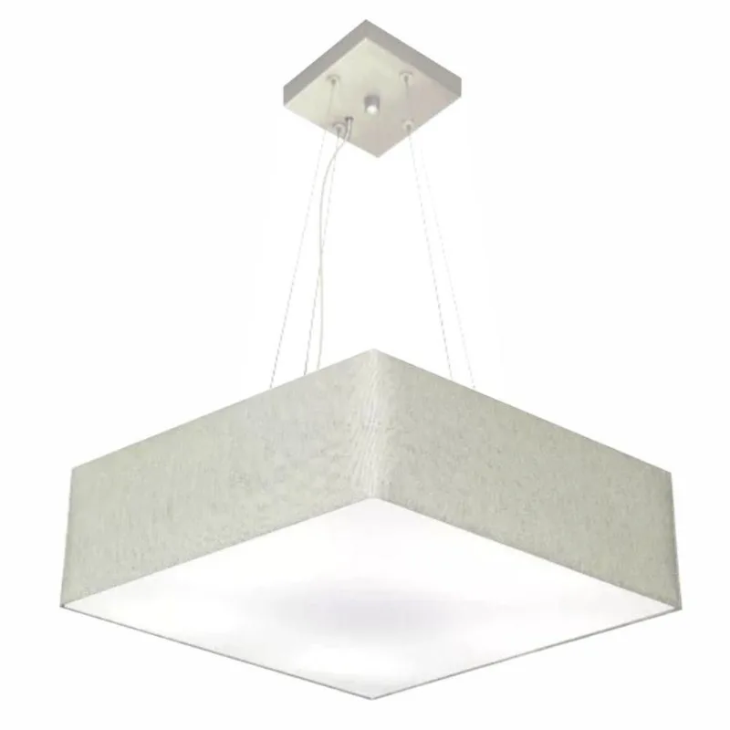 Lustre Pendente Quadrado Vivare Md-4032 Cúpula Em Tecido 15/50x50cm - Bivolt Rustico-cinza 127/220v