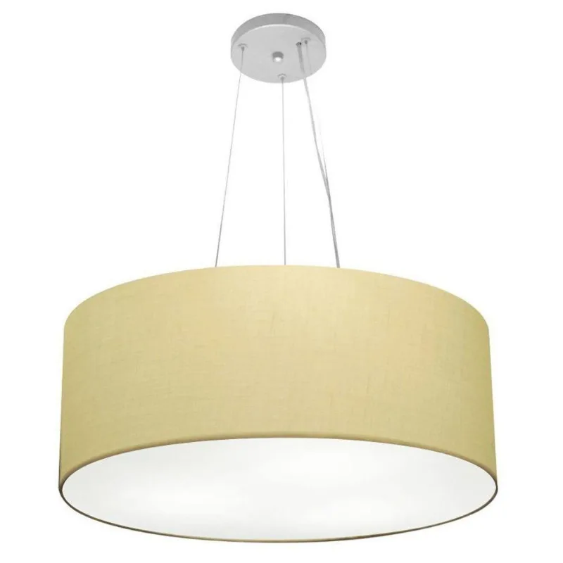 Lustre Pendente Cilíndrico MD-4047 Cúpula em Tecido 50X21CM Bivolt ALGODÃO-CRÚ Vivare Brasil
