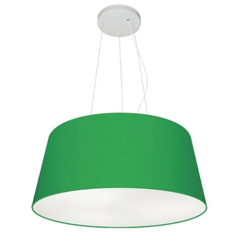 Lustre Pendente Md-4048 Cúpula em Tecido Cone Médio Verde-folha Vivare Brasil Iluminação - Vivare Brasil Iluminação - Informática