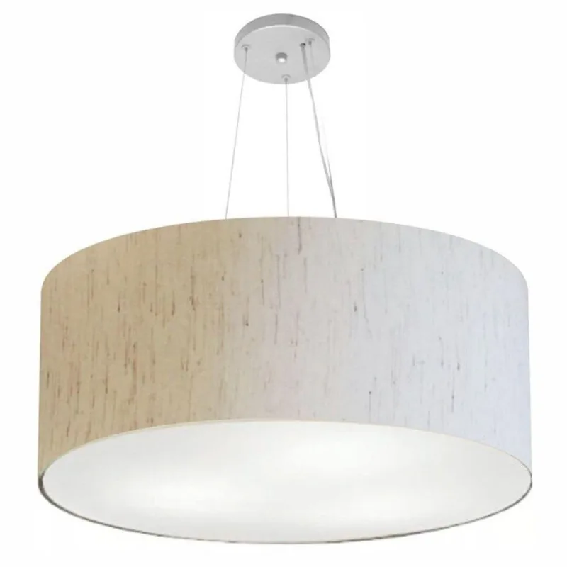 Lustre Pendente Cilíndrico MD-4135 Cúpula em Tecido 70x30CM LINHO BEGE Vivare Brasil Iluminação - Vivare Brasil Iluminação - Casa E Construção