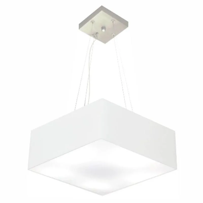 Lustre Pendente Quadrado Vivare Md-4196 Cúpula Em Tecido 15/45x45cm - Bivolt Branco 127/220v