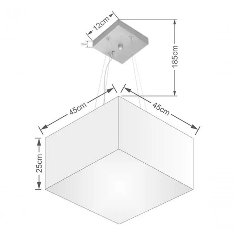 Lustre Pendente Quadrado Vivare Md-4197 Cúpula Em Tecido 25/45x45cm - Bivolt Linho Bege 127/220v