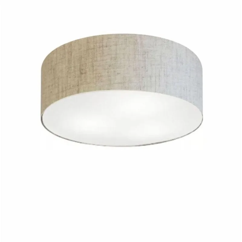 Plafon Cilíndrico Vivare Md-3005 Cúpula Em Tecido 40x12cm - Bivolt Rustico-bege 127/220v
