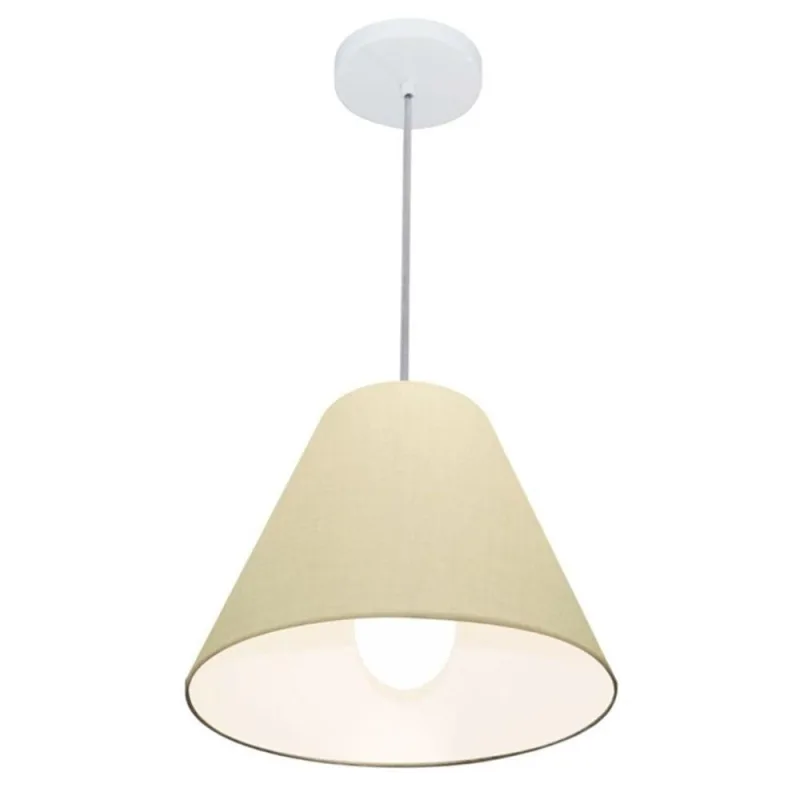 Lustre Pendente Md-4028 com Cúpula em Tecido Cone 25-30x12CM algodão-crú Vivare Brasil Iluminação - Vivare Brasil Iluminação - Casa E Construção