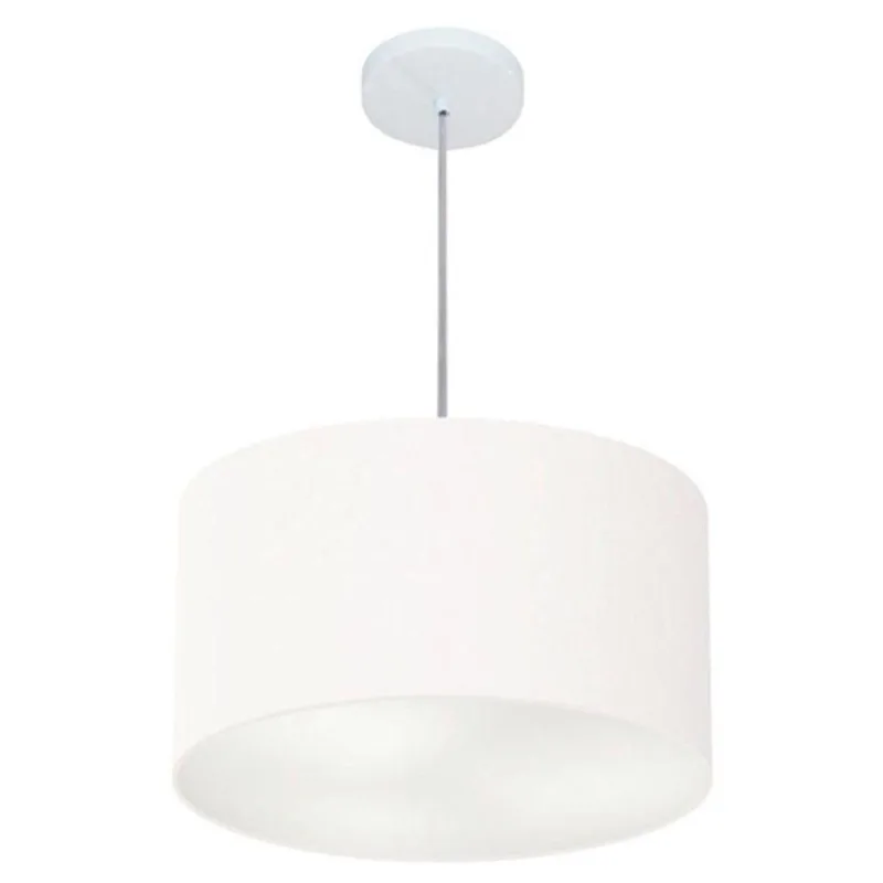 Lustre Pendente Cilíndrico MD-4099 Cúpula em Tecido 40X25CM Branco Vivare Brasil Iluminação - Vivare Brasil Iluminação - Casa E Construção