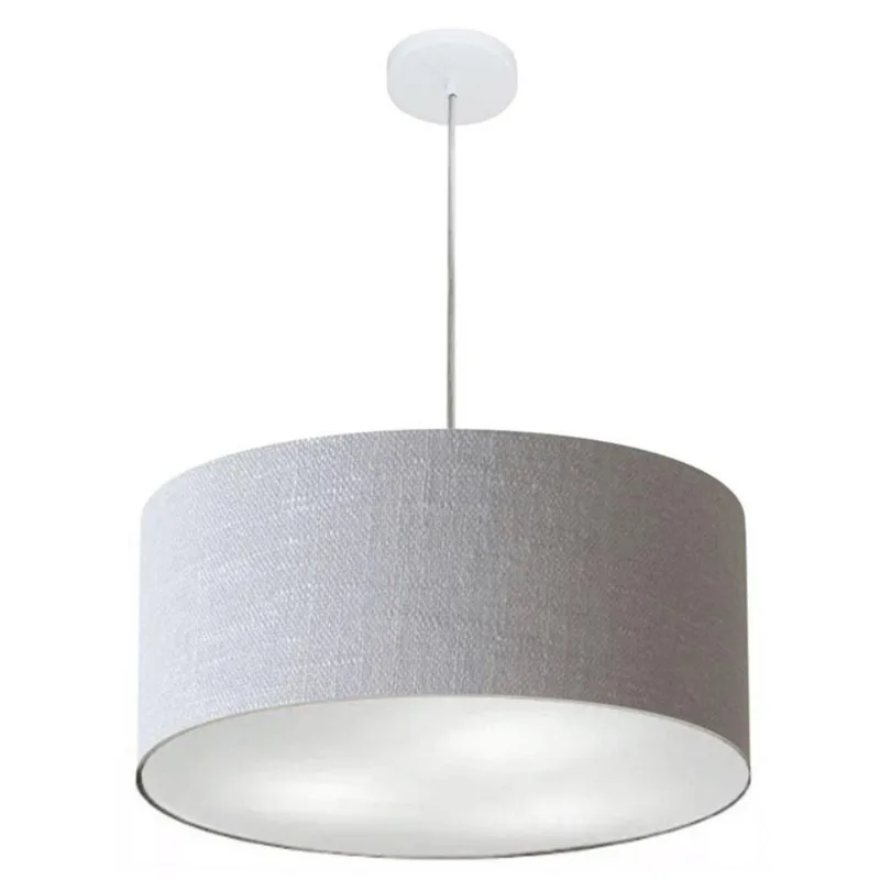 Lustre Pendente Cilíndrico Md-4100 Cúpula em Tecido 50x25CM, Bivolt rústico-cinza Vivare Brasil