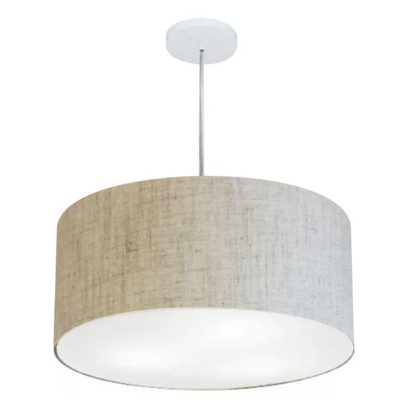 Lustre Cilíndrico Md-4219 Tecido 55x25cm Bivolt Rústico Bege - Vivare Brasil Iluminação