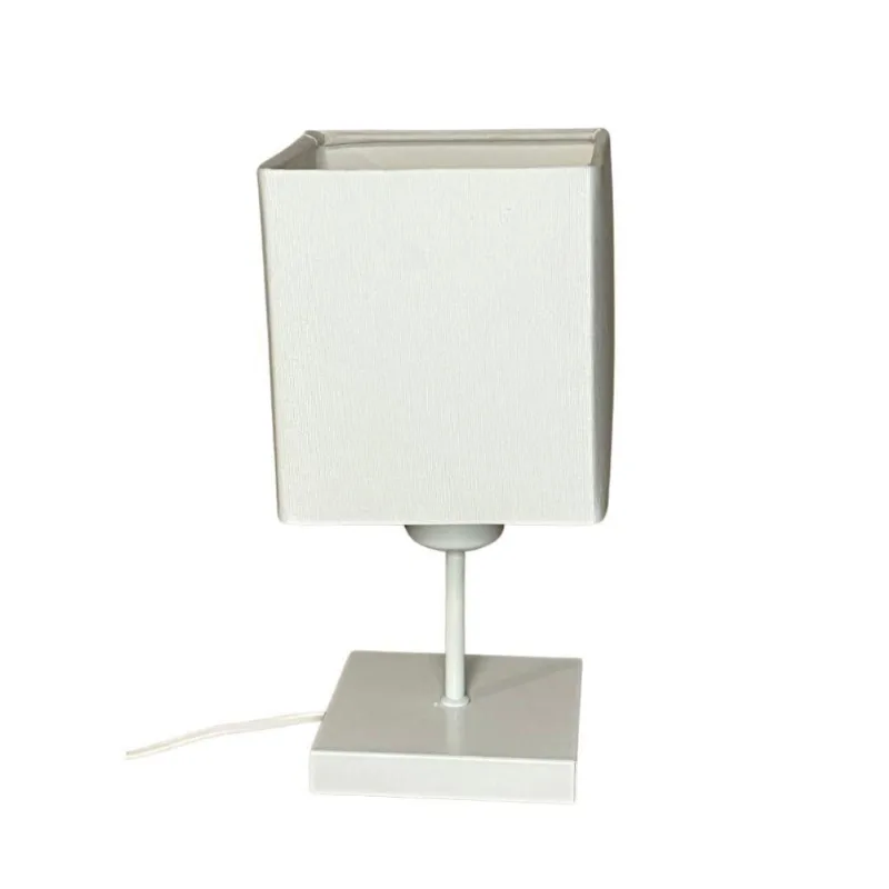 Abajur Luminária Mesa Quarto Sala Moderno Vivare Md-2008br Cúpula Em Tecido - Bivolt Branca 127/220v