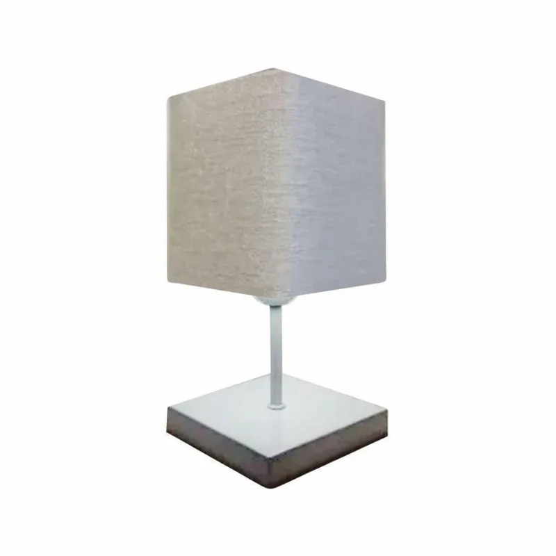 Abajur Luminária Mesa Quarto Sala Moderno Vivare Md-2008br Cúpula Em Tecido - Bivolt Branco-rustico-cinza 127/220v