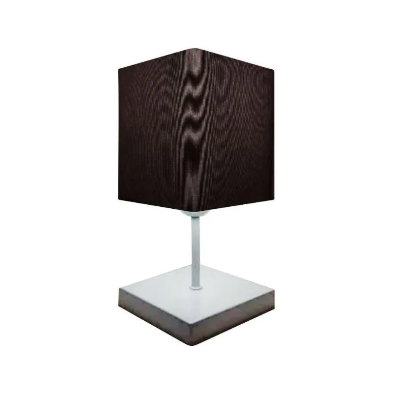 Abajur Luminária Mesa Quarto Sala Moderno Vivare Md-2008br Cúpula Em Tecido - Bivolt Branco-preto 127/220v