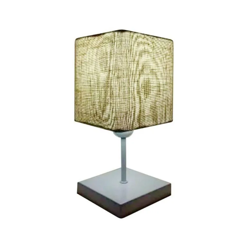 Abajur Luminária Mesa Quarto Sala Moderno Vivare Md-2008br Cúpula Em Tecido - Bivolt Branco-rustico-bege 127/220v