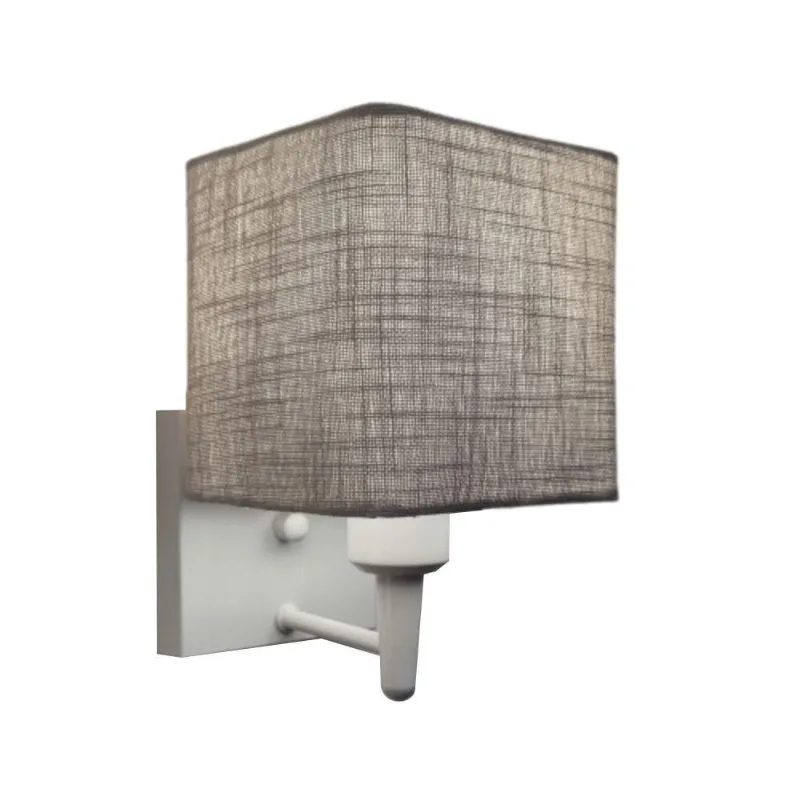 Arandela Quadrada Vivare Md-2006 Base Branco Cúpula Em Tecido - Bivolt Branco-rustico-cinza 127-220v - Vivare Brasil Iluminação