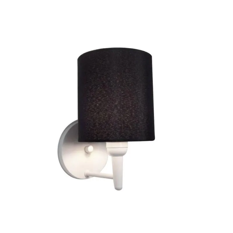 Arandela Cilíndrica Vivare Md-2009 Base Branco Cúpula Em Tecido - Bivolt Branco-preto 127/220v - Vivare Brasil Iluminação