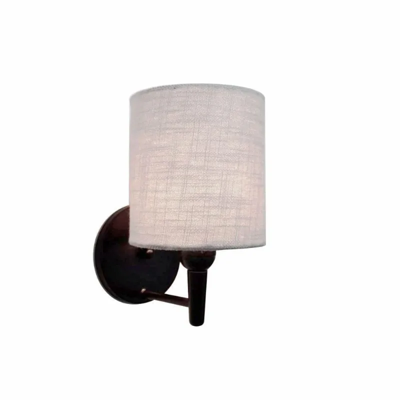 Arandela Cilíndrica Vivare Md-2009 Base Preto Cúpula Em Tecido - Bivolt Preto-rustico Cinza 127/220v