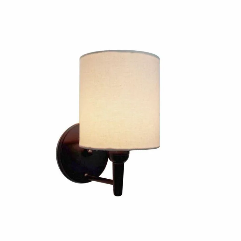 Arandela Cilíndrica Vivare Md-2009 Base Preto Cúpula Em Tecido - Bivolt Preta-algodão-crú 127/220v - Vivare Brasil Iluminação