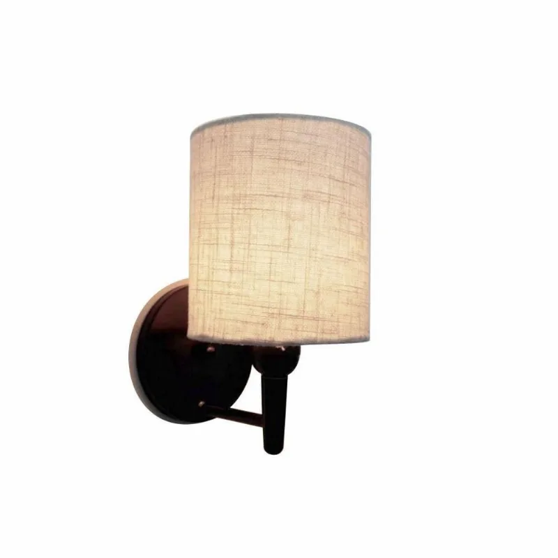 Arandela Cilíndrica Vivare Md-2009 Base Preto Cúpula Em Tecido - Bivolt Preto-rustico-bege1 127/220v