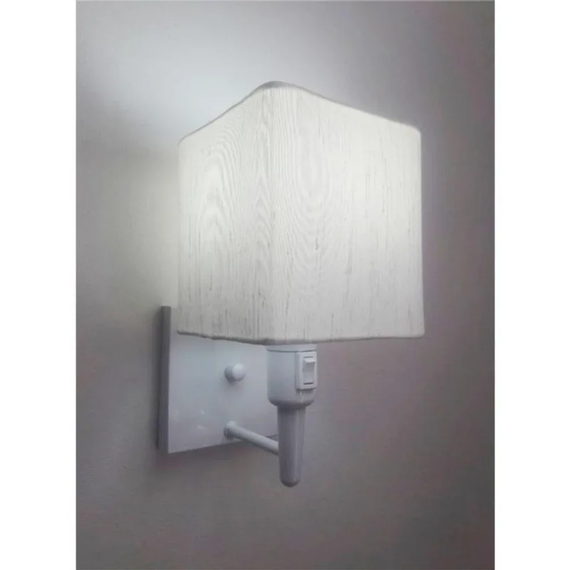 Arandela Quadrada Vivare Md-2019 Com Interruptor Cúpula Em Tecido Bivolt Branco-linho-bege 127-220v - Vivare Brasil Iluminação