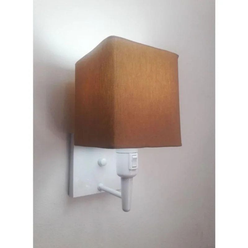 Arandela Quadrada Vivare Md-2019 Com Interruptor Cúpula Em Tecido Bivolt Branco-palha 127-220v - Vivare Brasil Iluminação