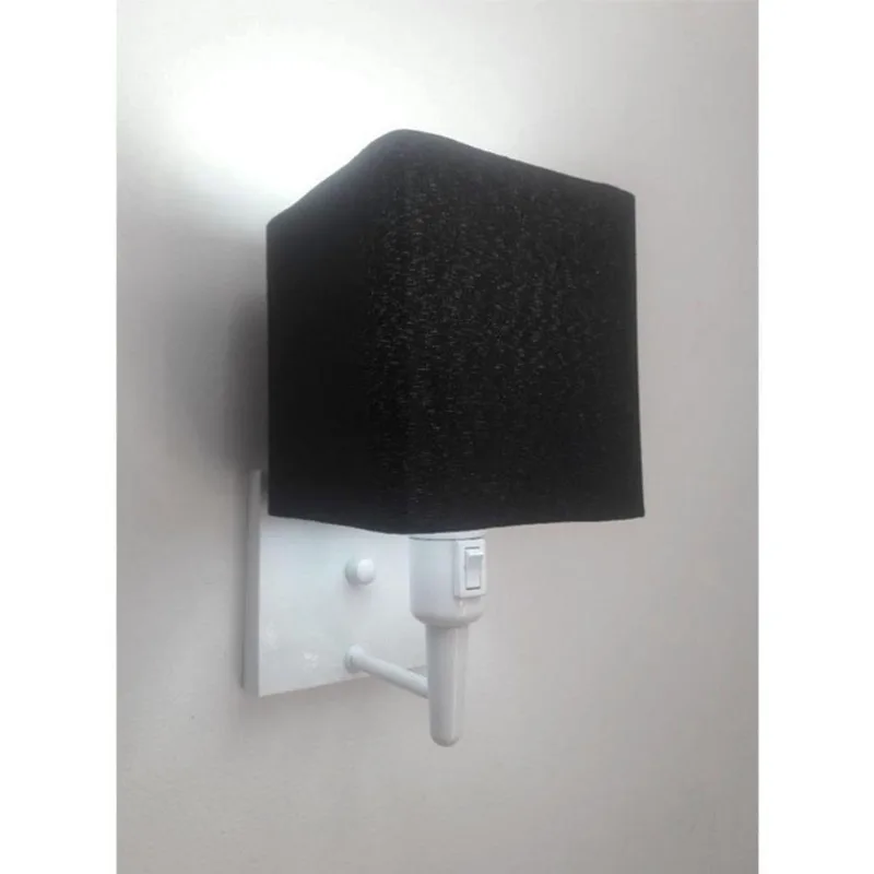 Arandela Quadrada Vivare Md-2019 Com Interruptor Cúpula Em Tecido Bivolt Branco-preto 127-220v - Vivare Brasil Iluminação