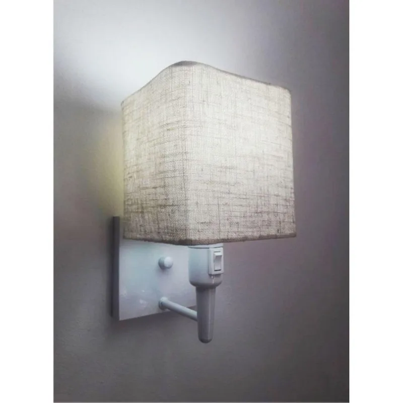 Arandela Quadrada Vivare Md-2019 Com Interruptor Cúpula Em Tecido Bivolt Branco-rustico 127-220v - Vivare Brasil Iluminação